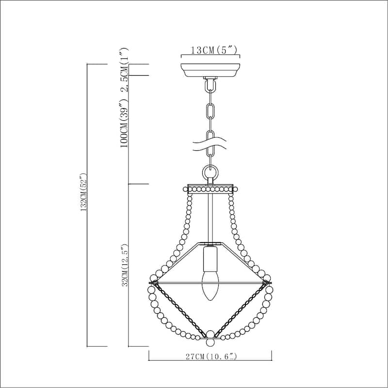 Rosa 11 Inch White Beads Bohemian Pendant Chandelier