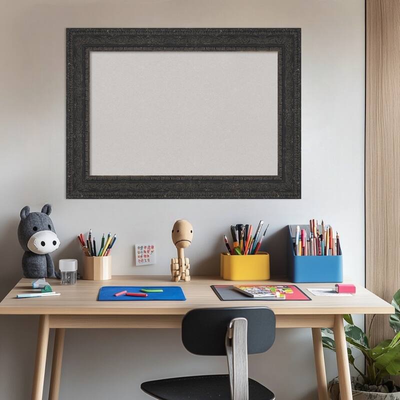 Attic Aged Black Wood Framed Cork Board - Bulletin Board, Organization Board, Pin Board