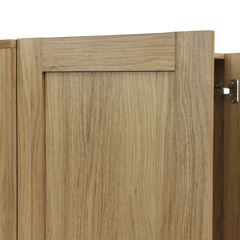 3 Doors Armoire Wardrobe Closet with 3 Side Shelves 2 Drawers, Wooden Bedroom Armoires with Hanging Rod for Bedroom