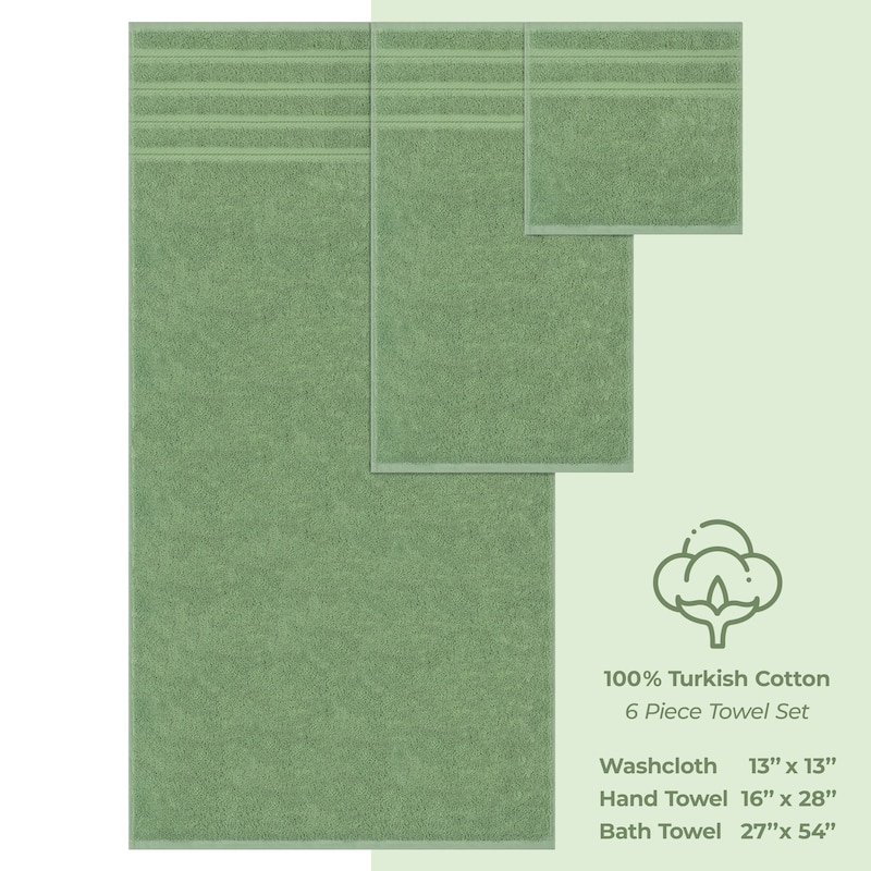 American Soft Linen 6 Piece Turkish Cotton Bath Towel Set