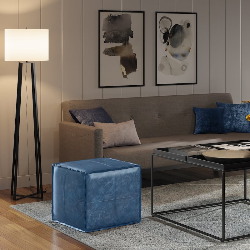 WYNDENHALL Wendal Boho Square Pouf in Faux Leather