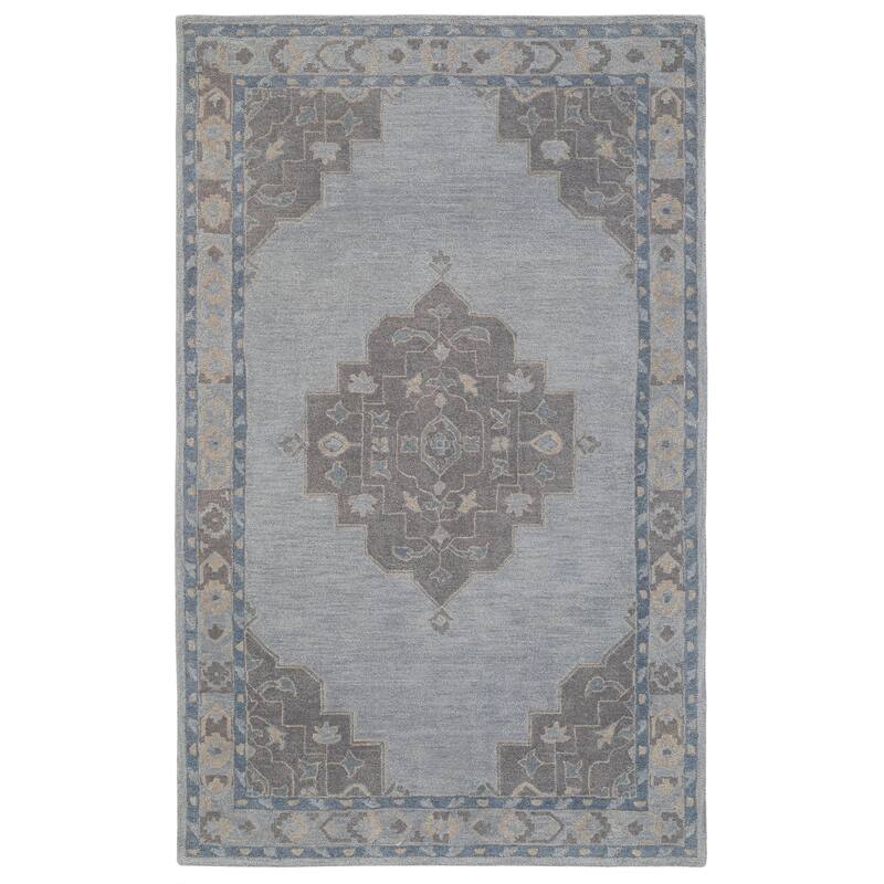 Terra by Obeetee Noble Medallina Blue Rug - Oxford Blue - 5' x 8'