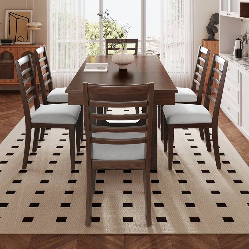 5/7-Piece Set, 60-78" Extendable Dining Table with Upholstered Chairs