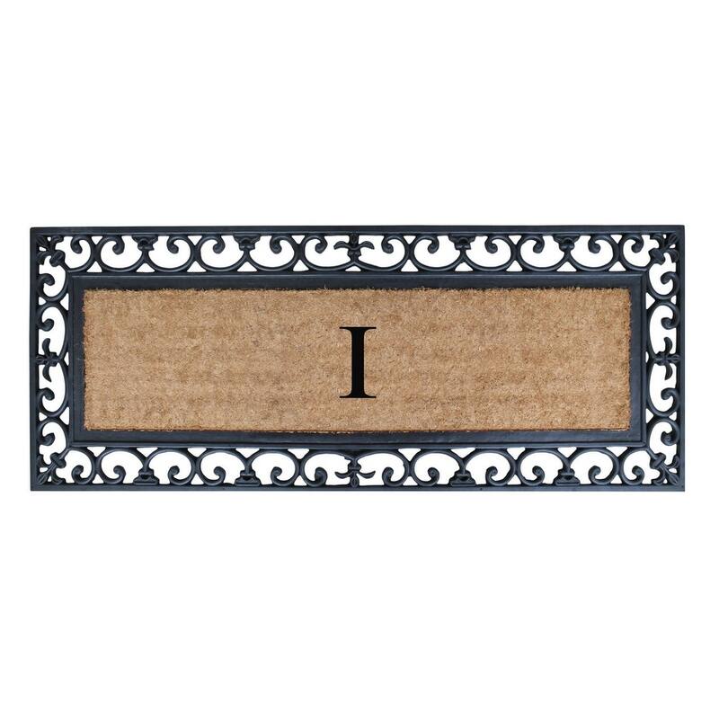 Non Slip Coir Low Profile Myla Monogrammed Entry Doormat, 17.7"x47.25" - monogrammed i