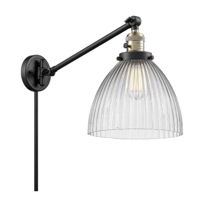 Innovations Lighting Seneca Falls Single Light 16" Tall Bathroom - Black Antique Brass / Clear