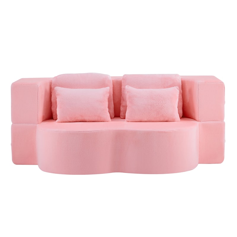 Folding Plush Futon Loveseat Couch Converts into Sleeper Sofa Bed or Yoga Mattress, High-Density Foam Queen Size Floor Bed