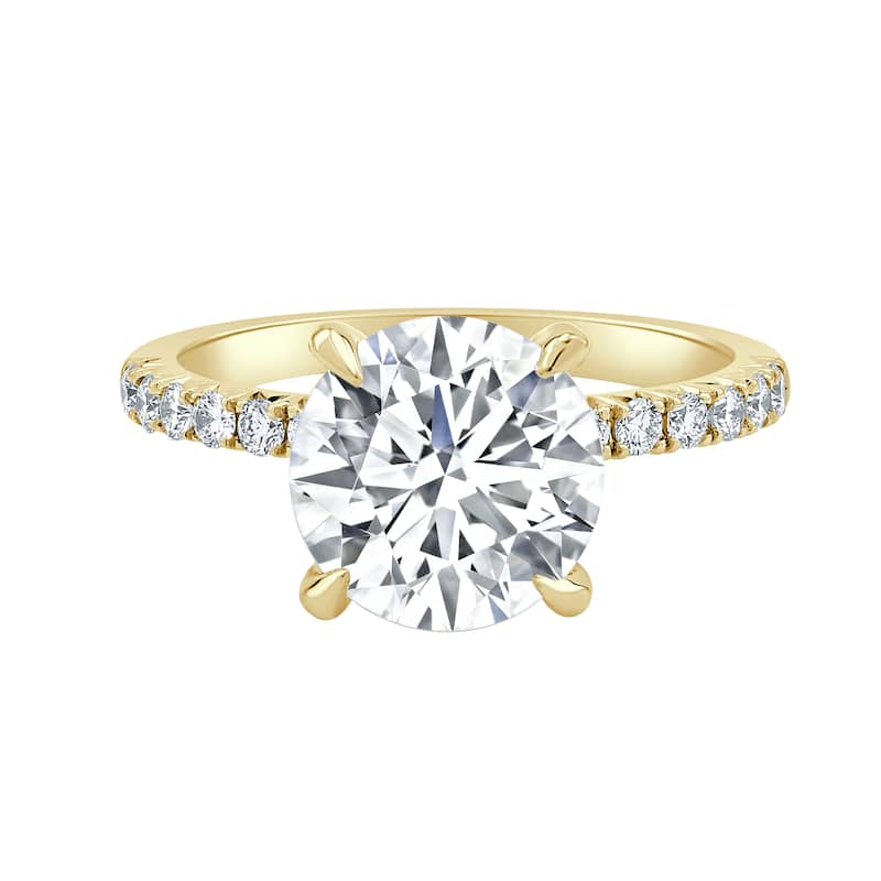 Auriya 14k Gold 5 2/4ctw Round Lab grown Nature's Inspired Diamond Engagement Ring (E-F VS) - Yellow - 5