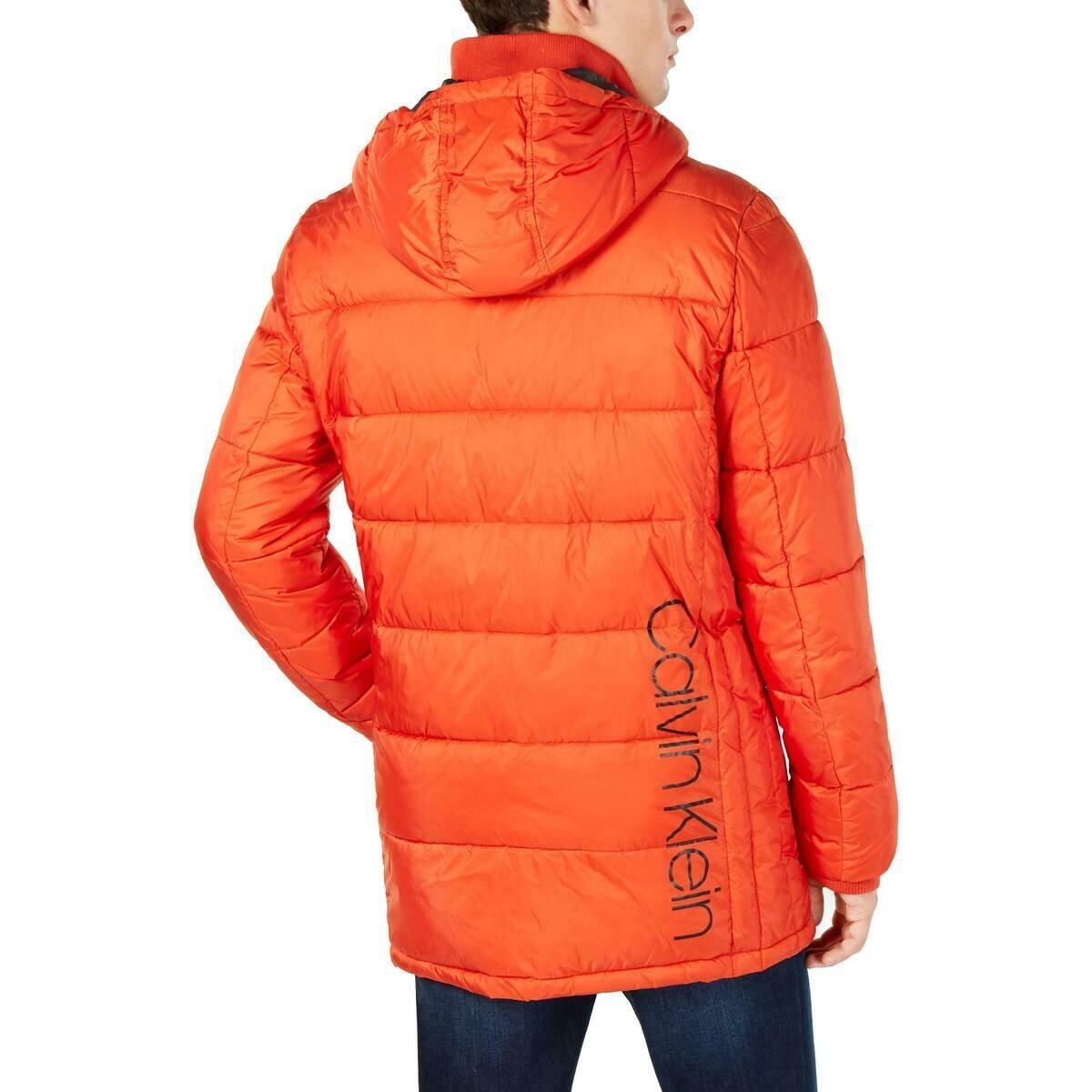 calvin klein jeans reflective 3m puffer jacket with orange logo