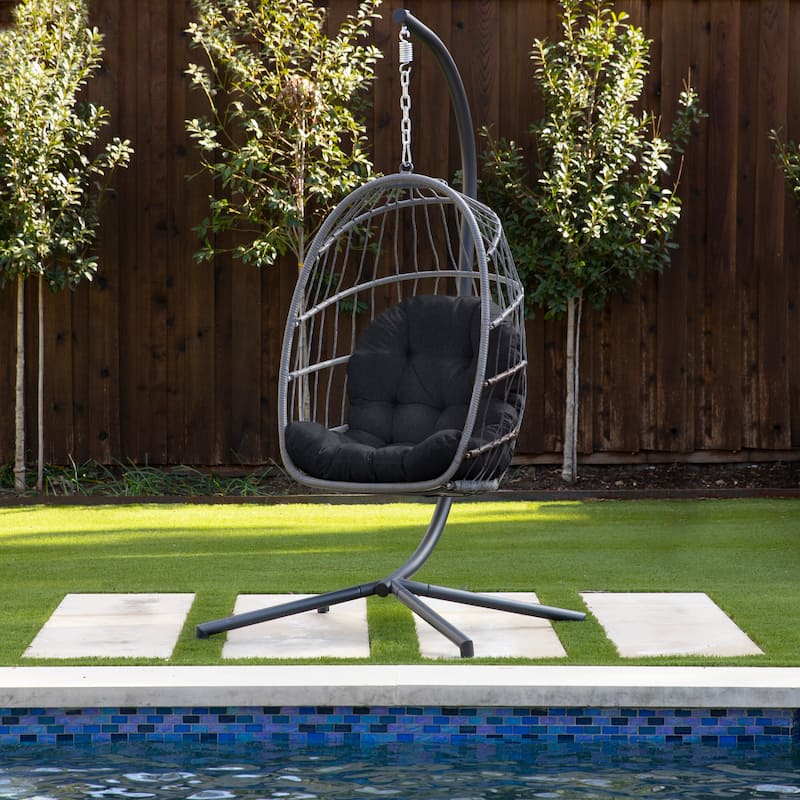Sorra Home Indoor/Outdoor Egg Chair Cushion - Cushion Only - 27 x 44 x 4 inches - Black