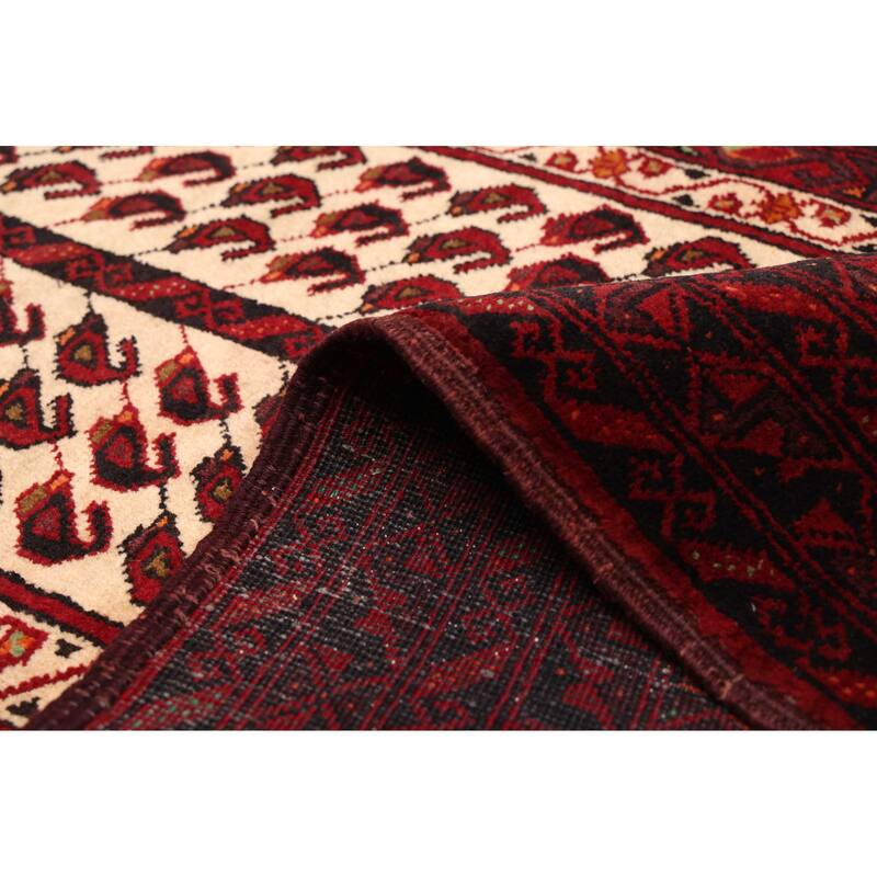 ECARPETGALLERY Hand-knotted Teimani Ivory, Red Wool Rug - 3'2 x 6'6