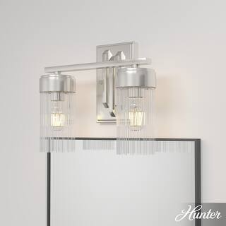 Hunter Gatz Ribbed Glass Vanity Wall Light - Bathroom - Glam, Fluted Glass - Damp Rated!
