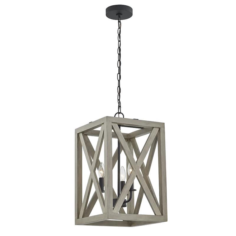 3 - Light Anchor Grey Oak And Matte Black Pendant - 12.5"x12.5"x20.27"