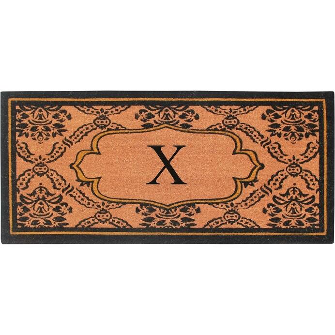 A1HC Uriel Bleached Coir Anti-shred Monogrammed Doormat, 30" X 60" - monogrammed x