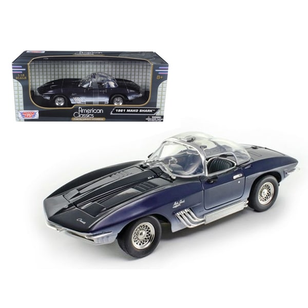 1961 Chevrolet Corvette Mako Shark Blue 1 18 Diecast Car Model By Motormax