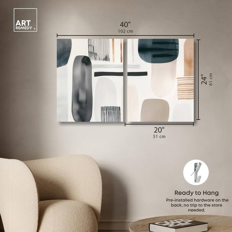 Floating Shapes I Canvas Set of 2 by Art Remedy, Gallery Wrapped