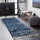 preview thumbnail 45 of 61, Nuloom Vasiliki Moroccan Shag Tasseled Area Rug 2' 6" x 10' - Blue - Runner