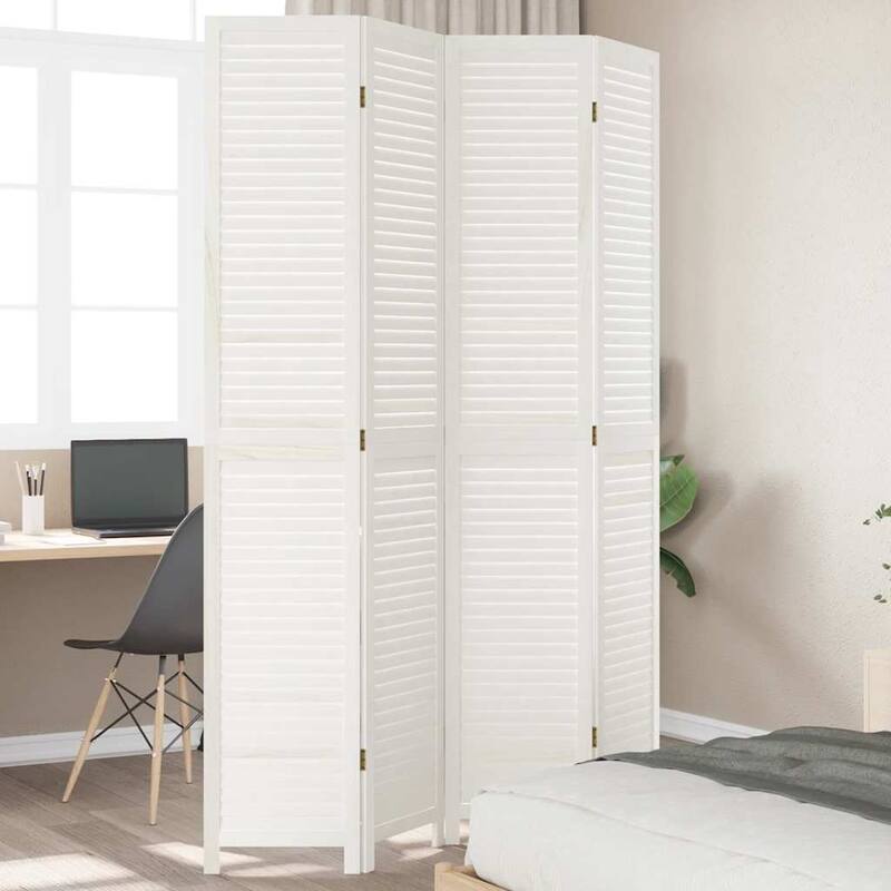 vidaXL Room Divider Privacy Screen Living Room White Solid Wood Paulownia