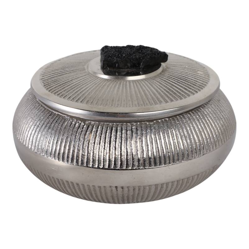 Aluminum Agate Decorative Object Stylish Lidded Textured Sculpture