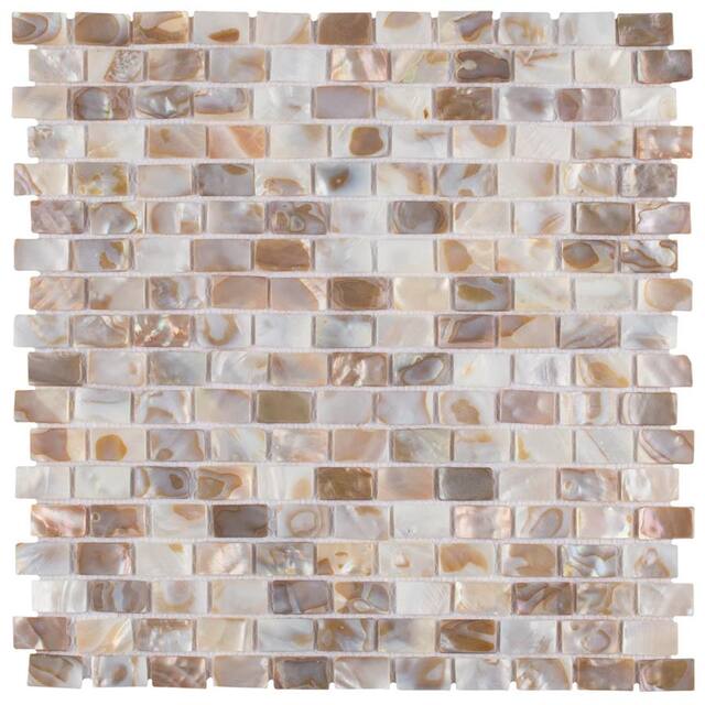 Merola Tile Conchella Subway Natural 12.25" x 12.5" Natural Seashell Mosaic Tile