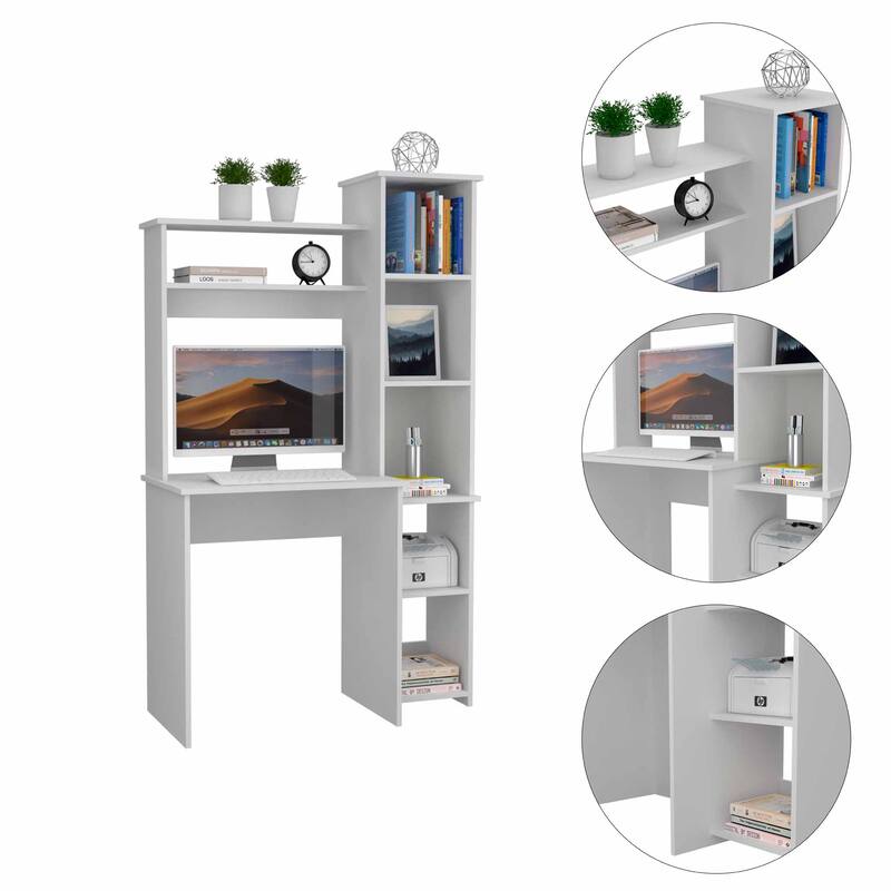 Marston 6-Shelf Writing Desk with Built-in Bookcase