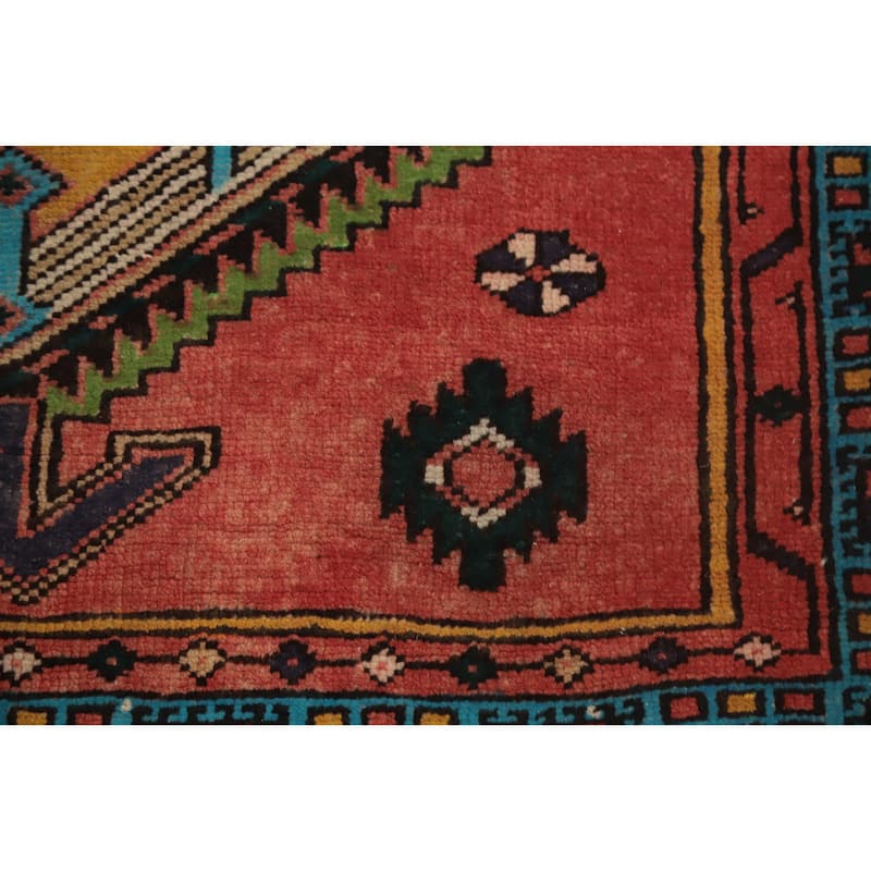 Hand Knotted Oriental 100% Wool Carpet Traditional Geometric Coral Ardebil Runner Rug - 9' 4'' X 3' 6''