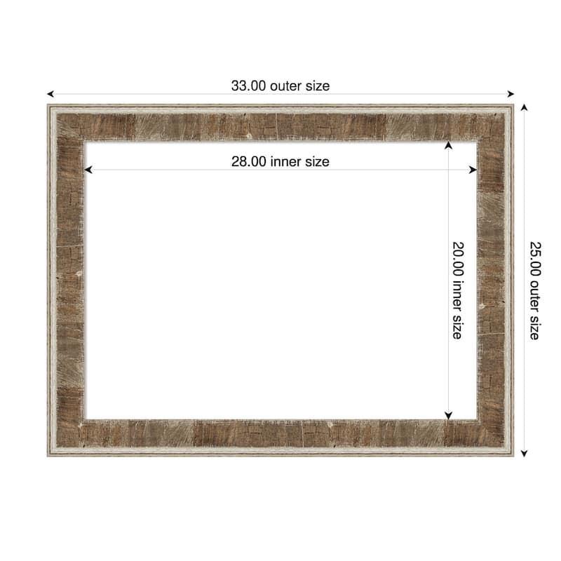 Amanti Art Farmhouse Brown Narrow Framed Dry Erase Magnetic Board - 33 x 25 in