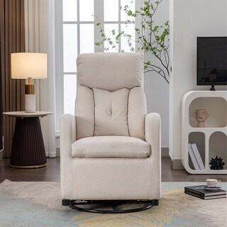 Linen Fabric Swivel Rocking Chair Gilder Chair with Pocket - Bed Bath ...