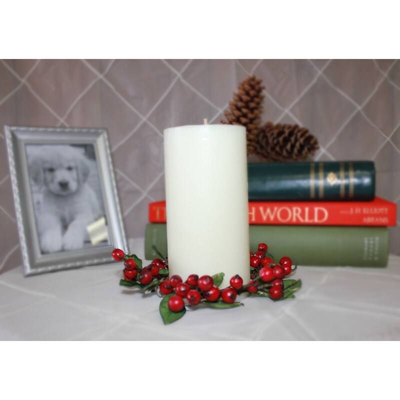 3.75" Berry & Leaf Candle Ring, Set of 2 - 4
