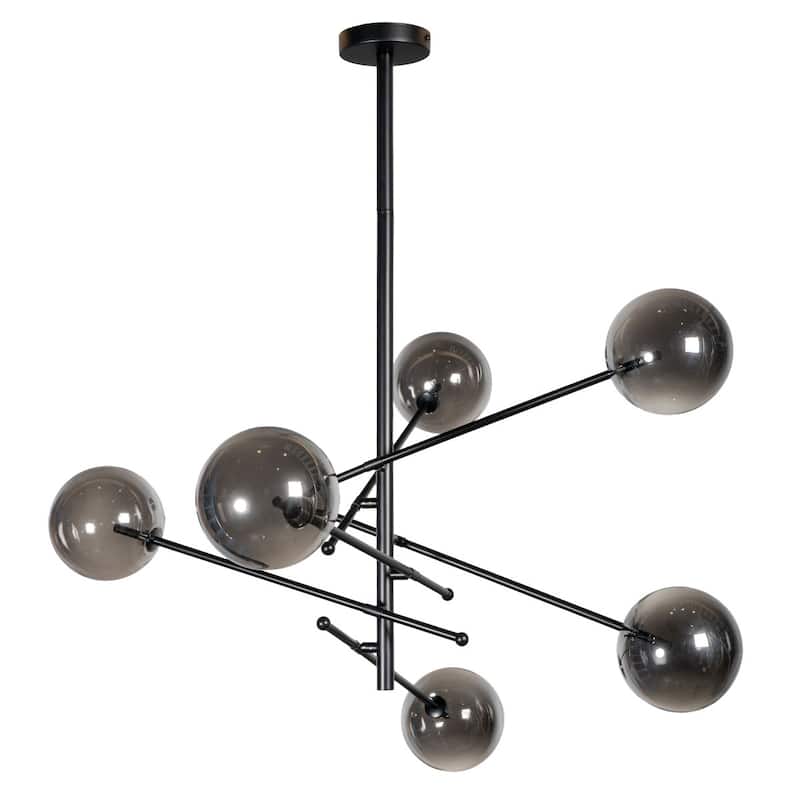 Javier 6 Light Black Metal and Glass Sputnik Chandelier - 39 x 43 x 20