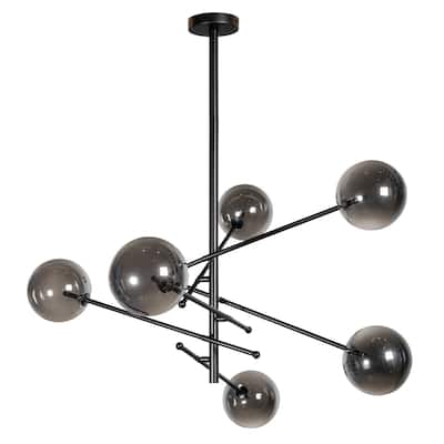 Javier 6 Light Black Metal and Glass Sputnik Chandelier - 39 x 43 x 20