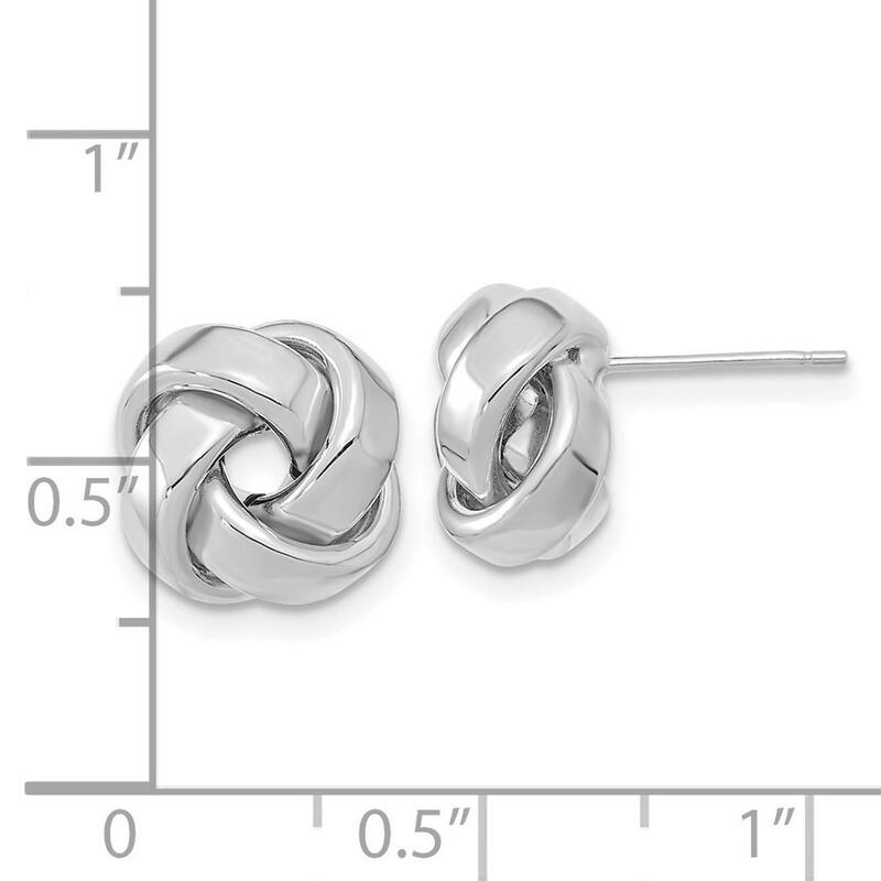 Curata 14k White Gold 12mm Polished Love Knot Post Earrings