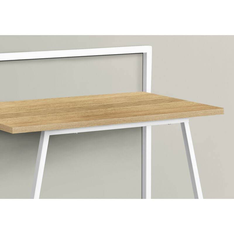 Computer Desk, Home Office, Laptop, 30"l, Work, Natural Laminate, White Metal, Contemporary - Oak