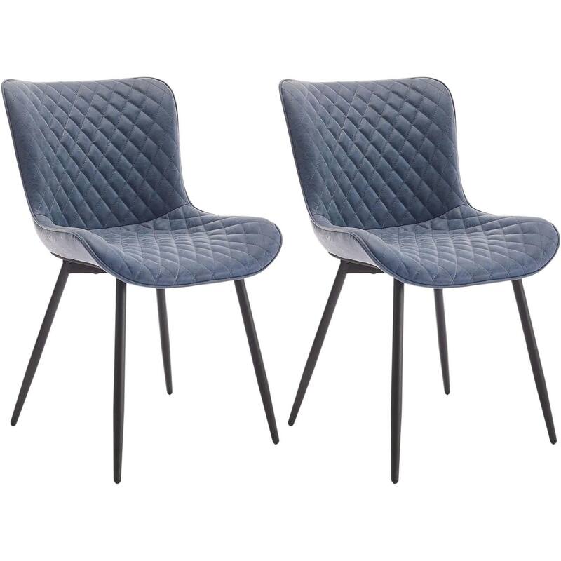 Upholstered Dining Chairs Set of 2, Mid Century Modern Armless Kitchen Chair - Blue-diamond