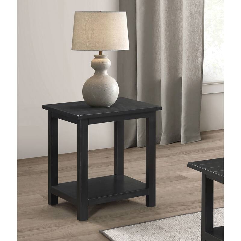 Castleton Wood End Table with Shelf - Distressed Java