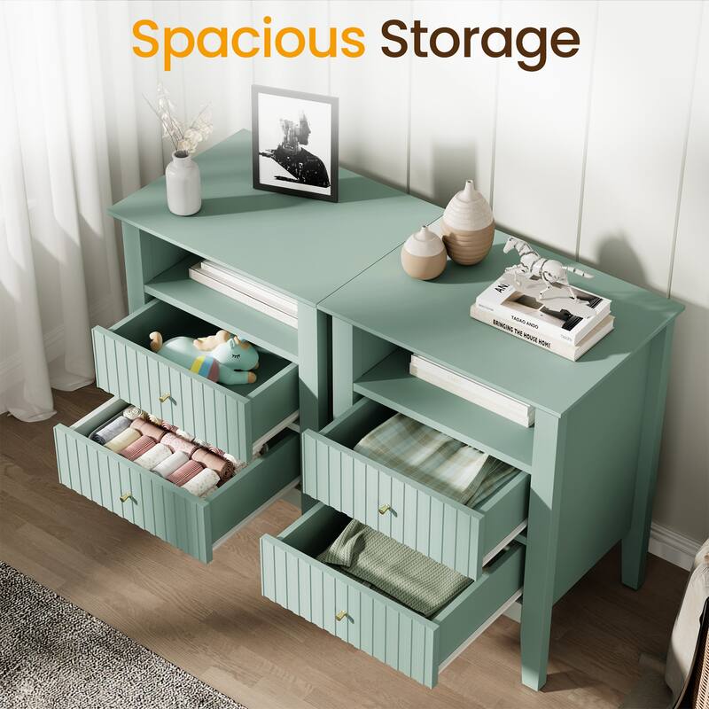 Nightstand with 2 Drawers, Set of 2