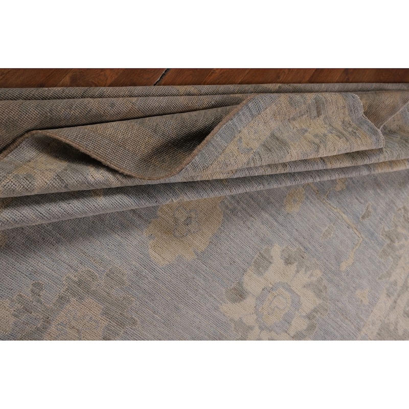 Blues Oushak Turkish Area Rug Handmade Wool Carpet - 8'0"x 9'10"