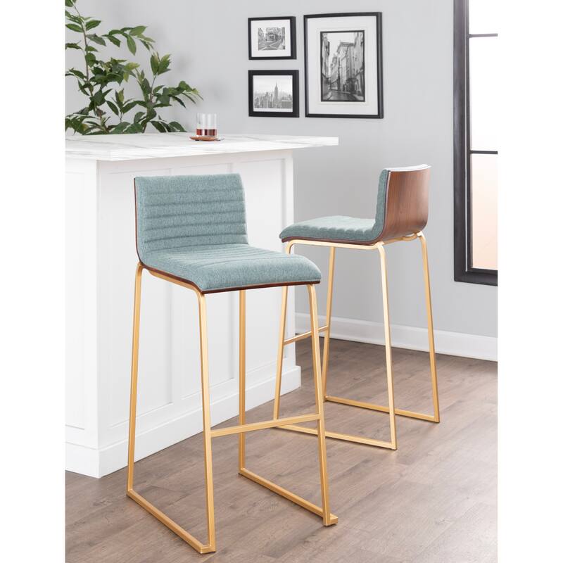 Silver Orchid Magda 30" Fixed-Height Upholstered Bar Stool (Set of 2)