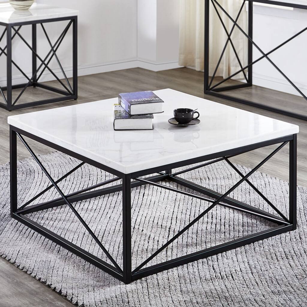Steve Silver Havinga Modern White Marble Square Coffee Table