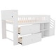 preview thumbnail 5 of 18, Twin Size Wooden Kids Loft Bed Frame with LED Lights, Drawers, Stairs
