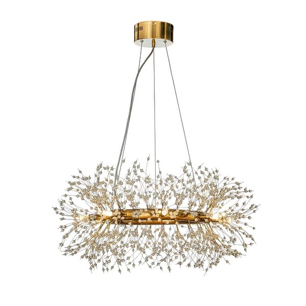 slide 2 of 5, 8-lights Stainless Steel Firework Crystal Chandelier In Antique Bronze For Living Room And Dining Room Antique Bronze