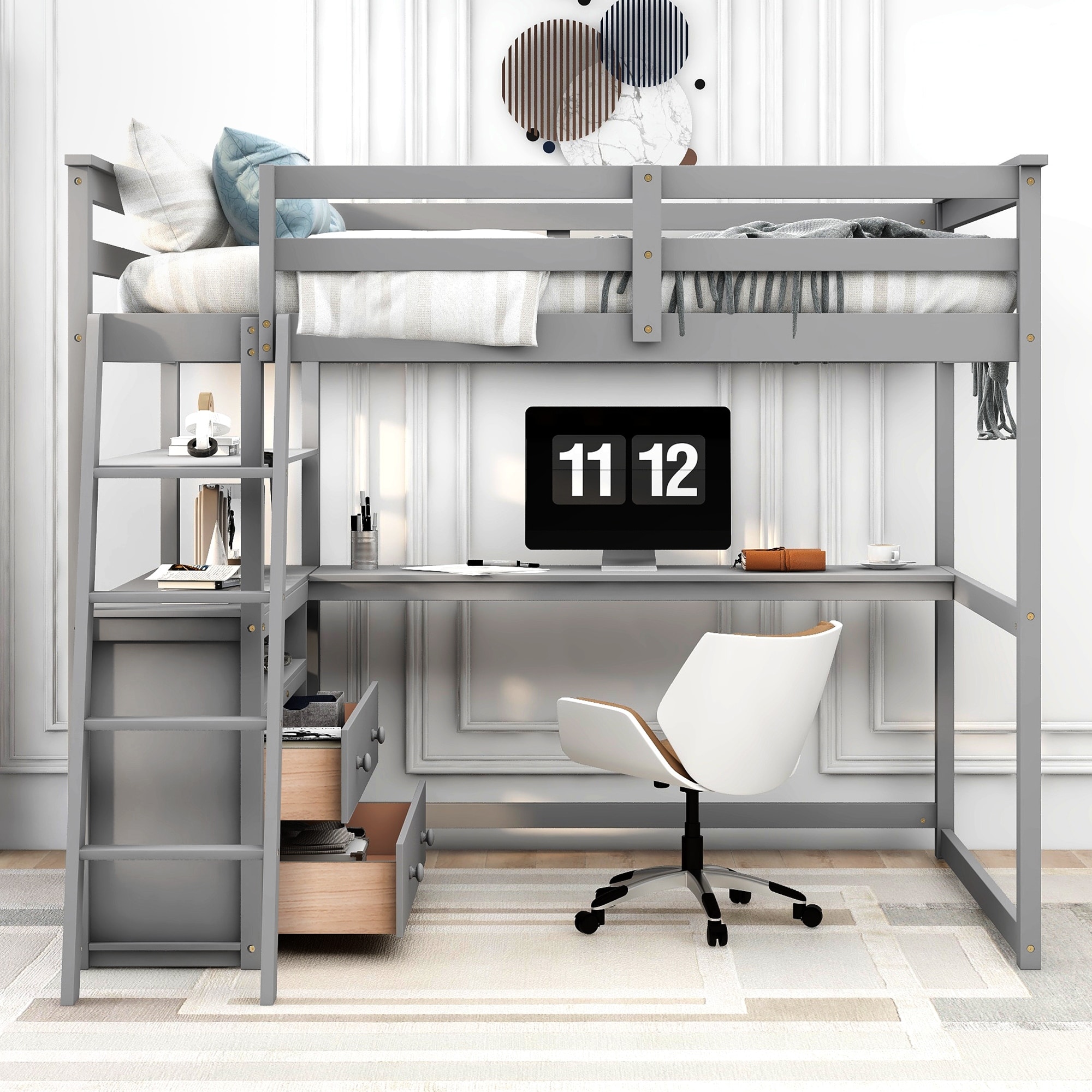 Full bed over desk store