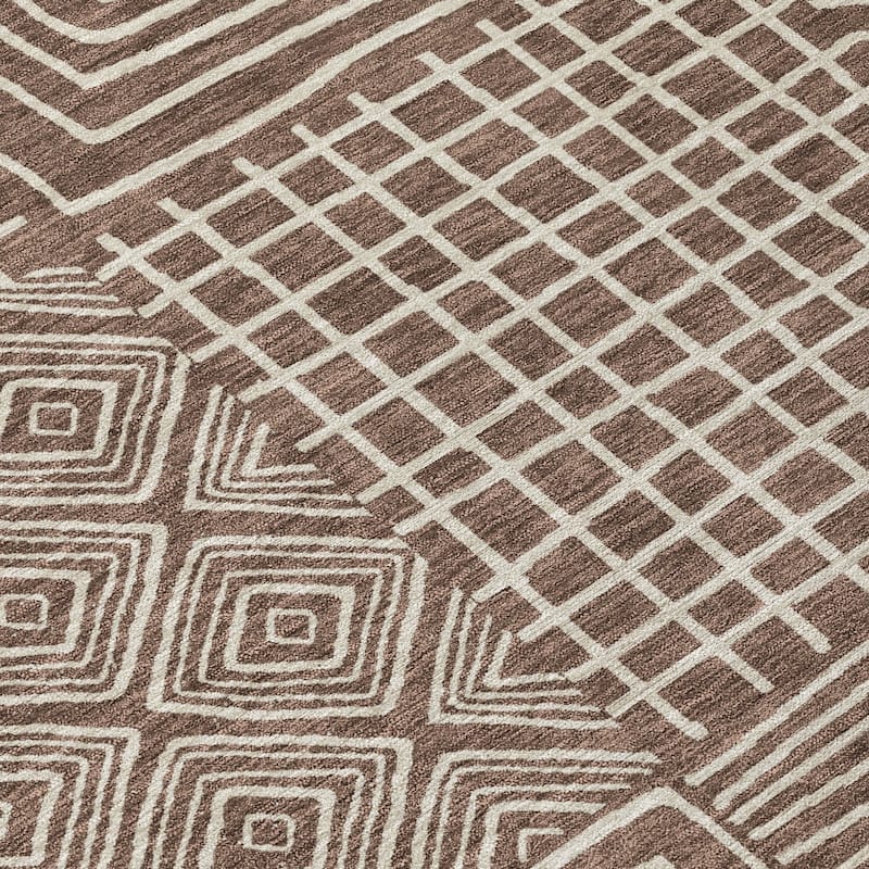 Machine Washable Indoor/ Outdoor Modern Mosaic Chantille Rug