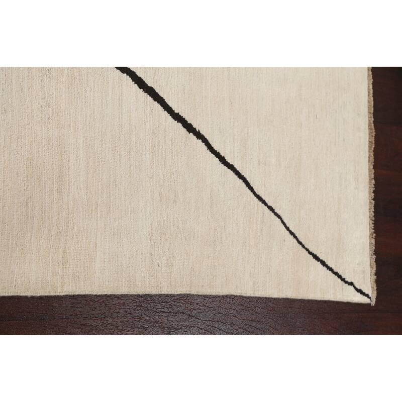 Vegetable Dye Moroccan Contemporary Area Rug Hand-knotted Wool Carpet - 6'5" x 9'9"