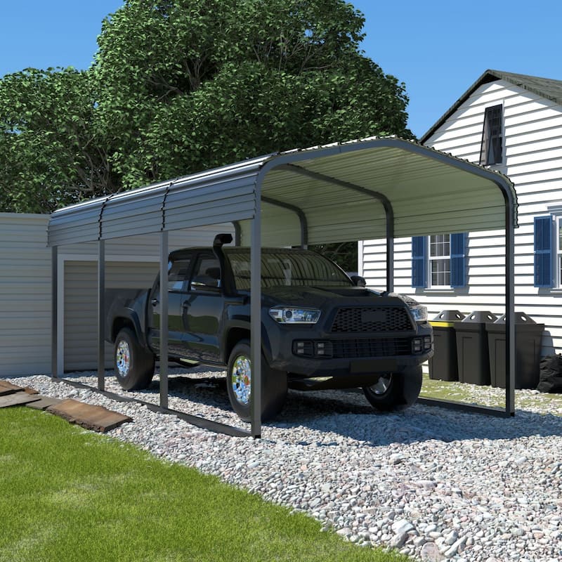 VEIKOUS Heavy Duty Metal Carport Galvanized Steel Shelter for Cars, Boats, and Tractors