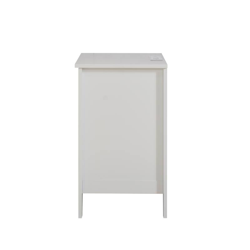 Anmytek White Nightstand with USB Charging Ports 3 Drawer Bedside Table Power Outlet Modern