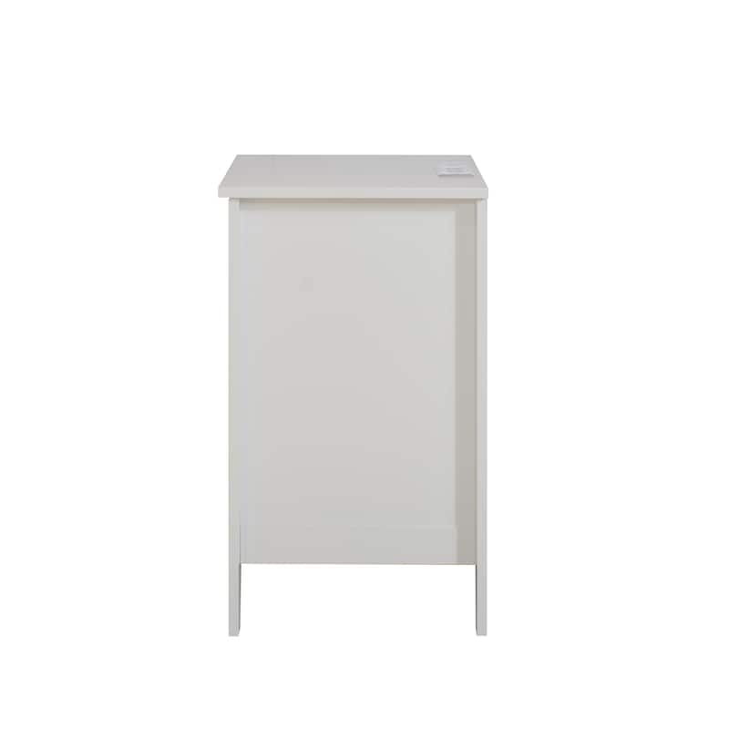 White Nightstand with Charging Station, 3 Drawers Storage Bedside Table, Wood Night Stand with Type C, USB Ports and Outlets