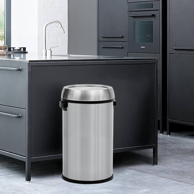 65L/17Gal Open Top Trash Can, Heavy Duty Stainless Steel Rubbish Bin