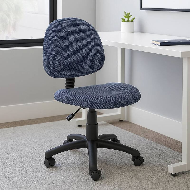 Jea Swivel Posture Chair, Contoured Seat and Back, Blue Tweed, Wheels
