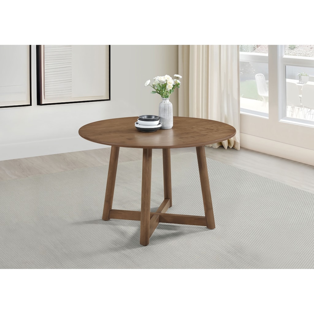 Dinah Round 47-inch Solid Wood Dining Table Walnut