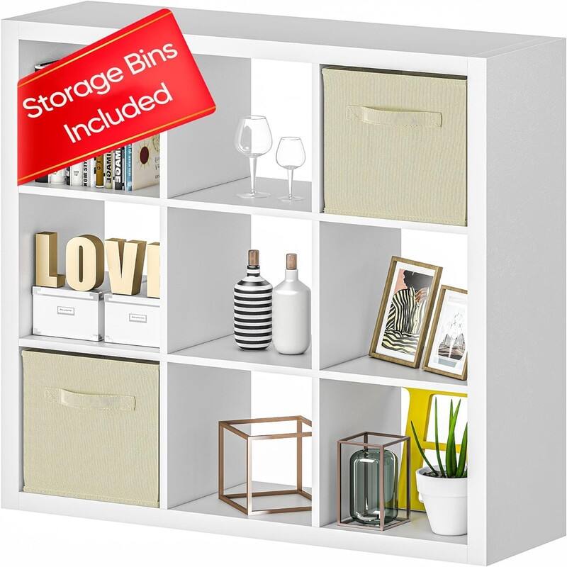 9 Cube Storage Organizer with Back Panels - 10.2"D x 37.7"W x 37.7"H - White